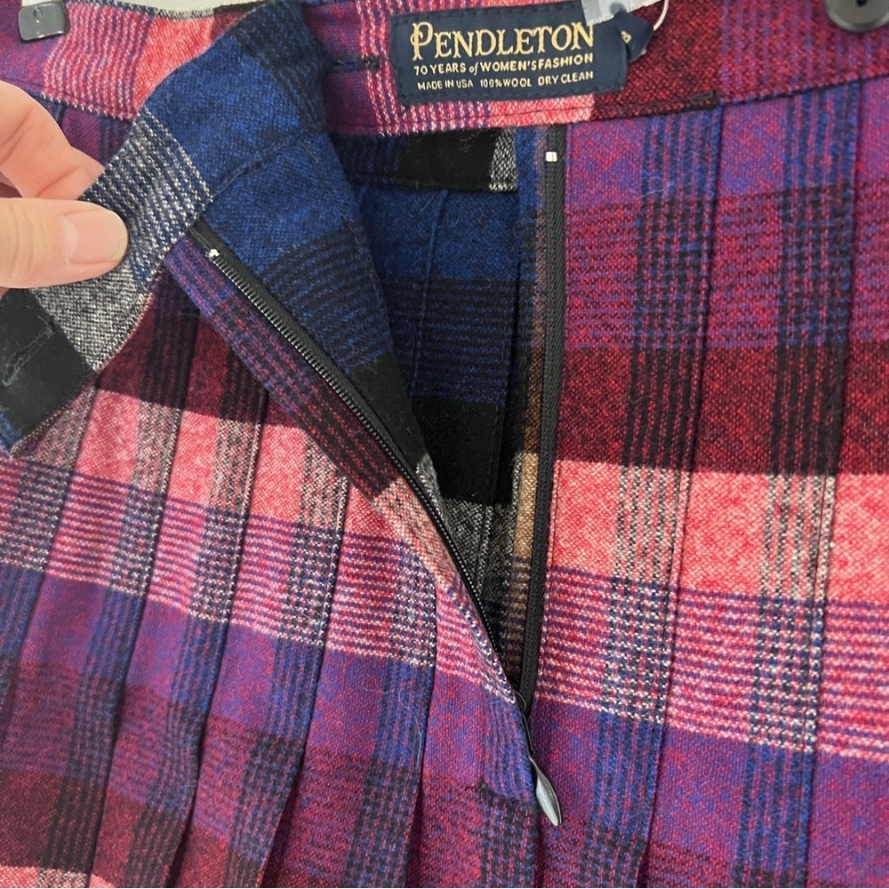 Pendelton Reversible Pleated Tartan Plaid Midi Wool Skirt 1950s Turnabout NWT - Picture 8 of 16